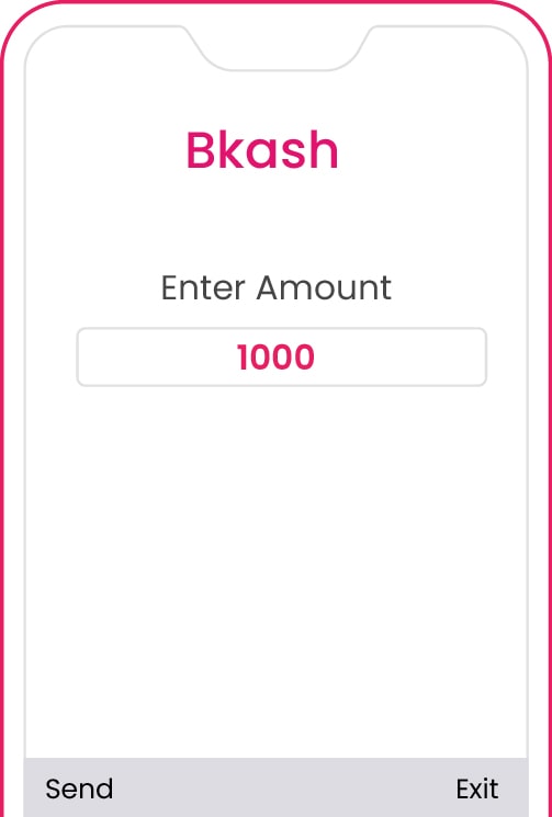 Enter amount in the bKash dial payment screen