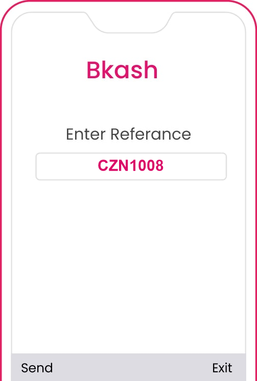 Enter CZN1008 as the bKash payment reference