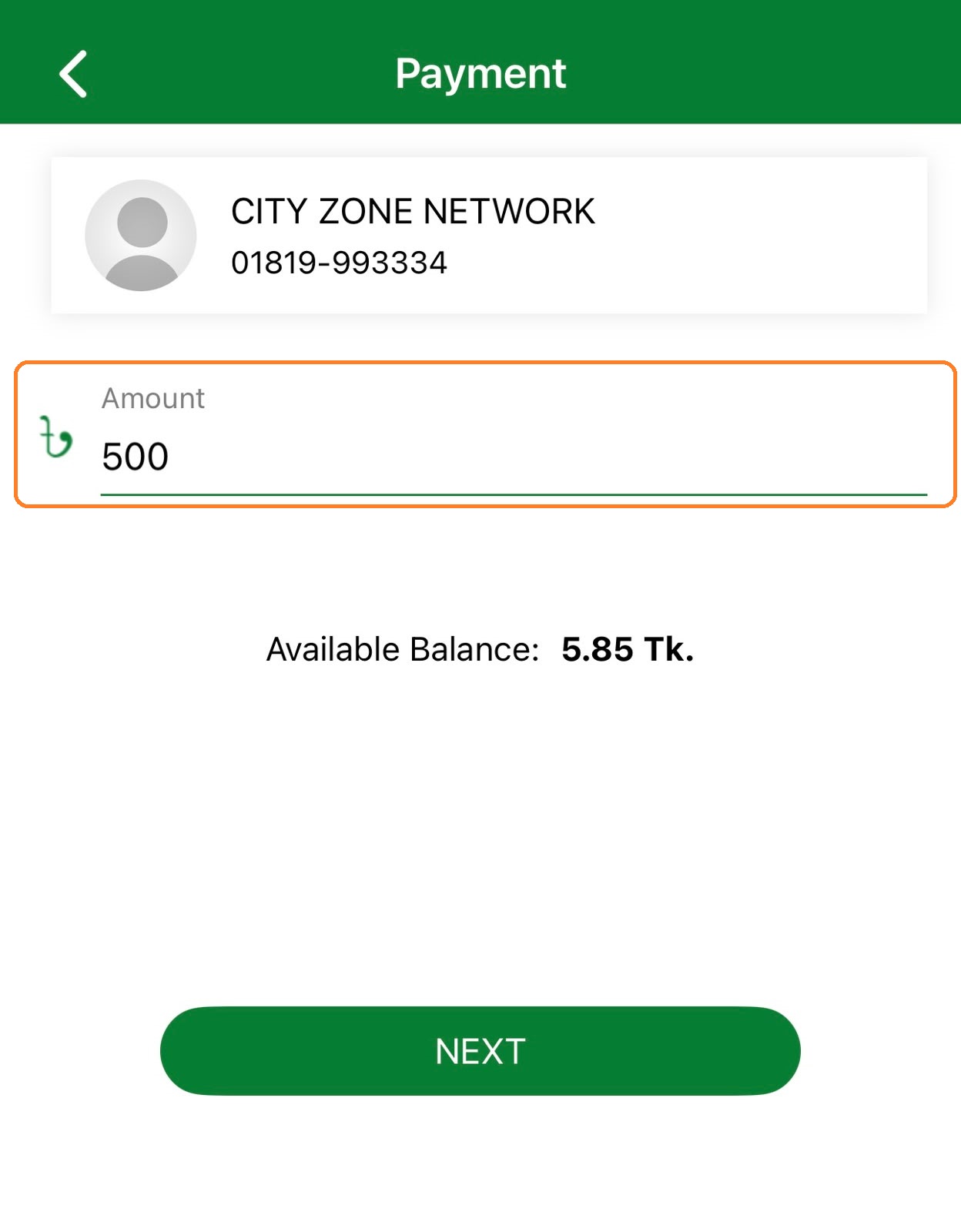 Nagad Payment screen showing City Zone Network and bill amount